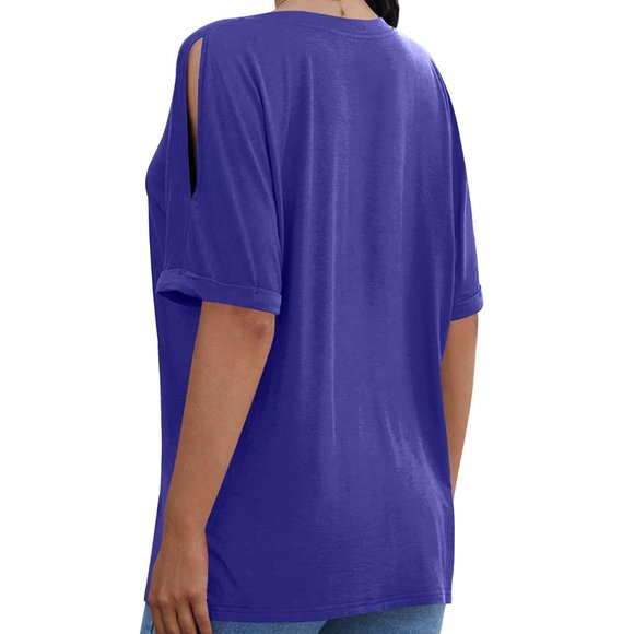 Womens Casual Cold Shoulder Basic Tunic Tops - Picture 3 of 5